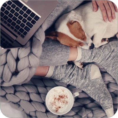 Cuddling with dog